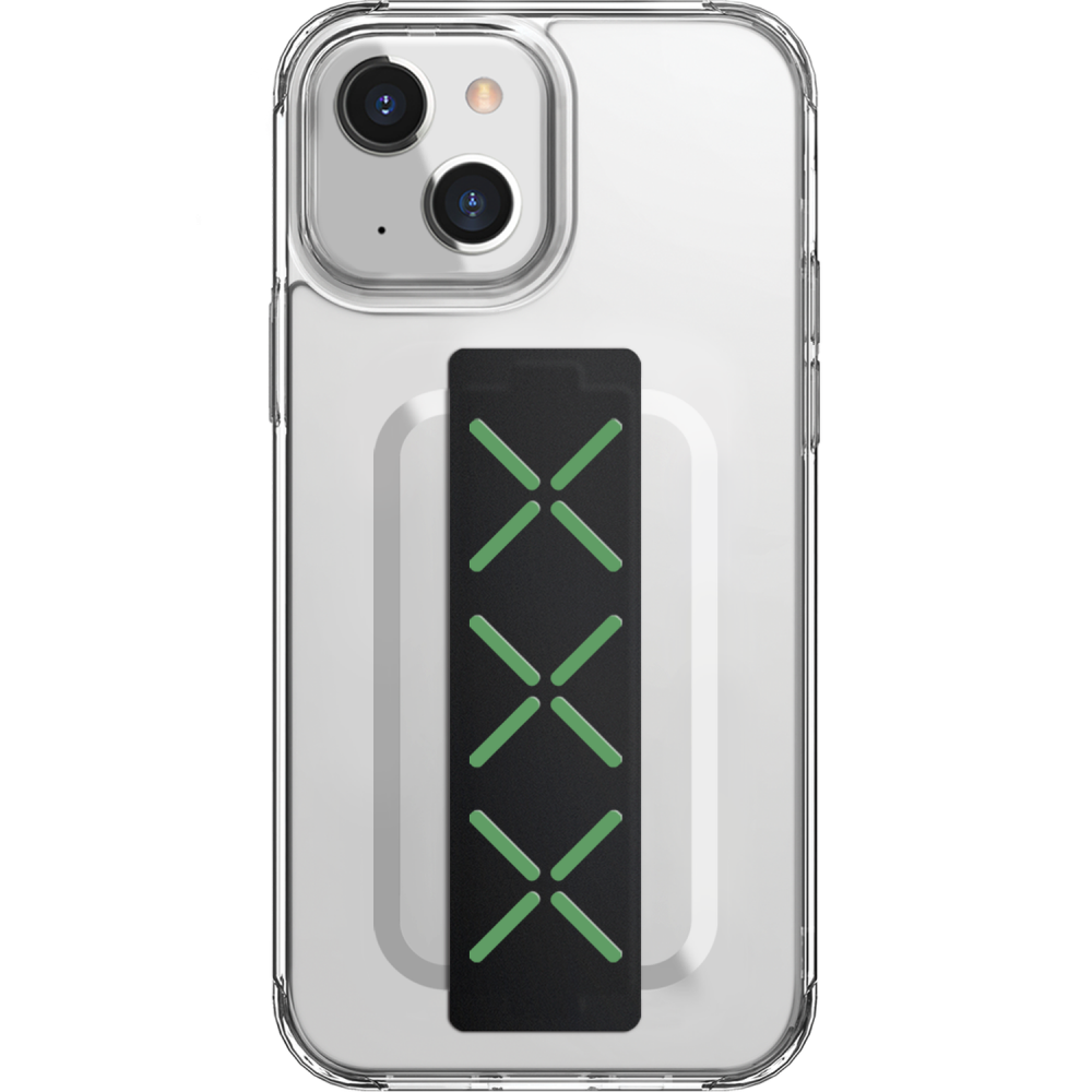 كفر حمايه لوبي فيفا مدريد مع مسكة أيفون 13 - شفاف/مسكه أسود وأخضر